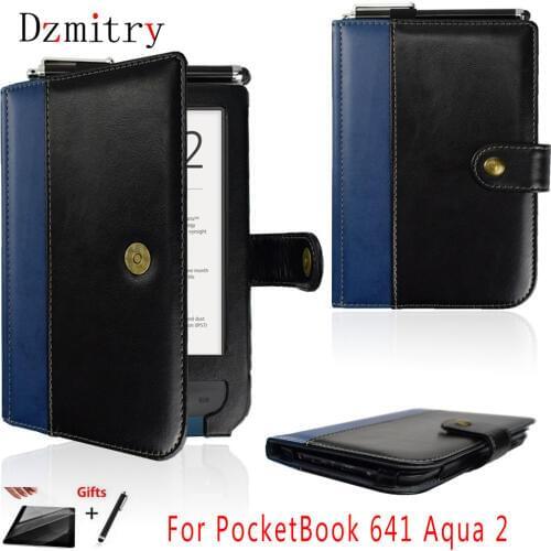 Pu leather Flip Book Cover For PocketBook 641 Aqua 2 eReader 6 inch pouch with magnetic ebook Protective case+Film+Stylus Pen
