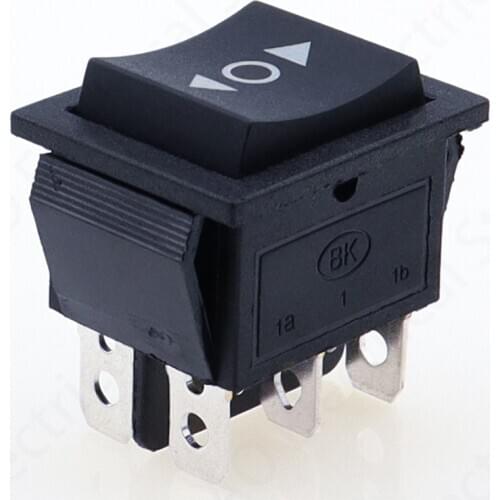 1PCS KCD4 Black Rocker Switch Power Switch ON-OFF-ON 3 Position 6 Pins The arrow is reset 16A 250VAC/ 20A 125VAC