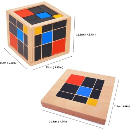 Early Learning Educational Toys Montessori Wooden Trinomial Cube for Toddlers 24BE