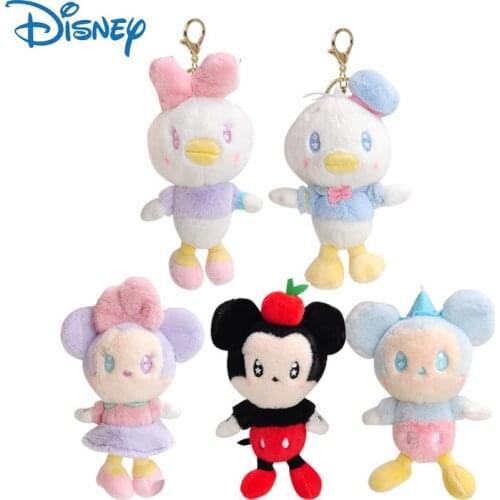 Disney Mickey Minnie Mouse Plush Pendant Keychain Cartoon Plush Action Figure Dolls Toys KeyRings Cute Gifts Bag Plush Key Chain