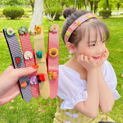 Girls Baby Print Hairband Floral Bow Headhand Hairpin Sweet Cartoon Childrens Bangs Set Hair Ornament Kids Hair Accessories