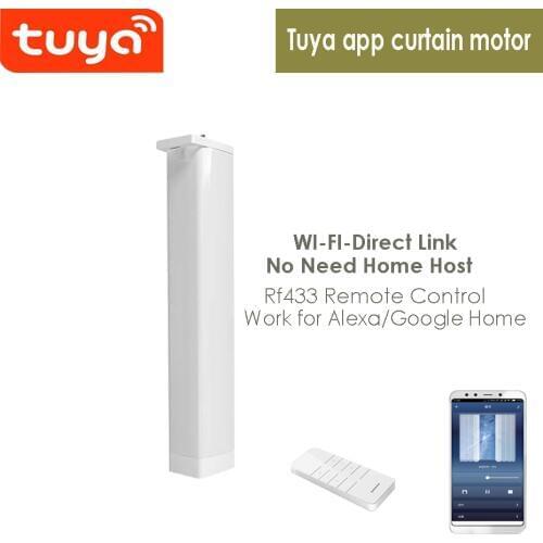 Tuya app wifi Electric Curtain Motor, Phone app/RF433 Remote Control/Voice control via alexa echo and Google Home for Smart Home