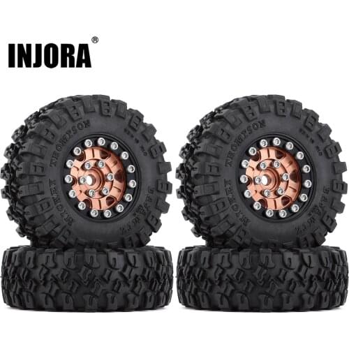 INJORA 4PCS 1.0" Beadlock 52*17mm Wheel Rims Tires Set for 1/24 RC Crawler Car Axial SCX24 90081 AXI00001 AXI00002 Chevrolet