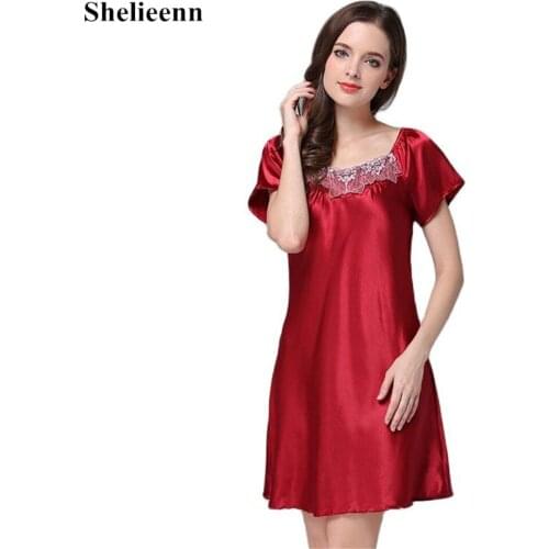 Summer New Nightgowns Women Satin Silk Sleepwear Plus Size Nightwear Pyjama Women Home Clothing Sleepwear Female Sexy Nightdress