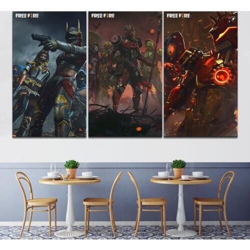 Home Decor Modular Canvas Picture 3 Piece Free Fire Game a living room Painting Poster Wall For Home Canvas Painting Wholesale
