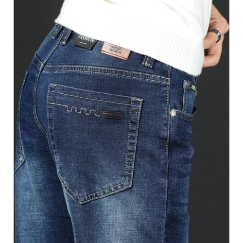 Large size 28-42 Mens Denim pants，four seasons Good Quality Jeans Men Cotton Solid Straight Jeans Male Blue Casual Jeans