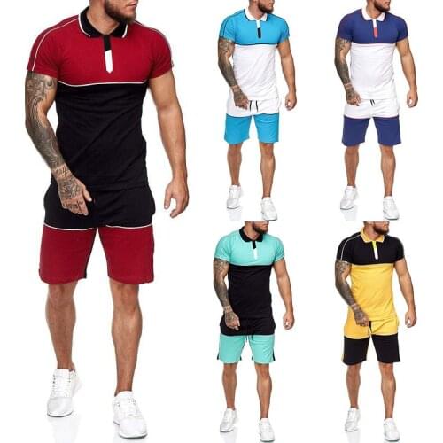 Men Short Suit Summer Leisure Summer Clothing 2 Color Block Sports Suit 2021 New Men Shirt T-shirt Shorts Men Sports Suit