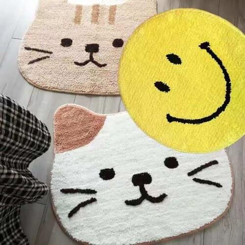 Anti-Slip Mat Toilet Mat Cartoon Cat Bathroom Door Entrance Mat Bath Rug Bathroom Entrance Door Absorbent Mat Non-slip Door Mat