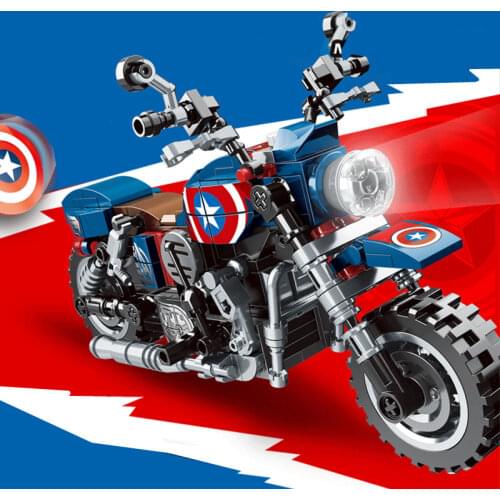 New Marvel Avengers Captain America Iron Man Motorcycle Technical Building Blocks Hero Toys Kid Gifts Boy