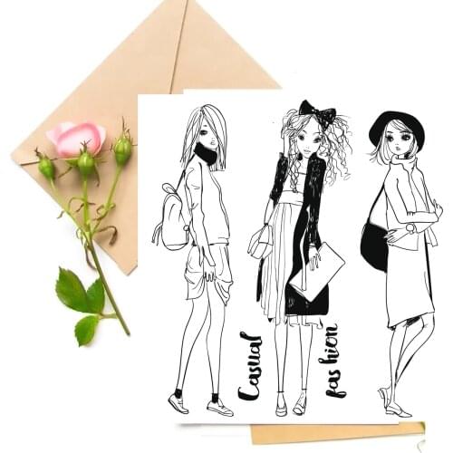 Cartoon Girl Transparent Clear Stamps For DIY Scrapbooking Card Making Stamps Fun Decoration Supplies