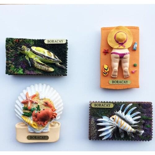 QIQIPP Philippine Boracay Island Ocean Wind Creative Painted Tourism Souvenir Crafts Magnetic Fridge Magnet
