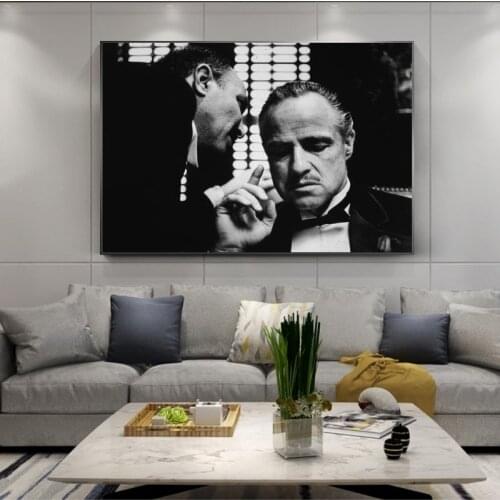 Retro Movie Poster of Godfather Wall Art Canvas Pictures Black And White Godfather Canvas Paintings On the Wall Cuadros Decor