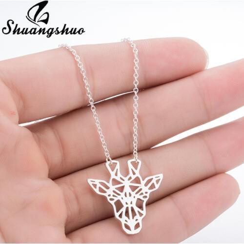 Shuangshuo Cute Origami Sheep Necklace Animal Necklace Geometric Necklaces & Pendants Choker Necklace Chain Chocker collares