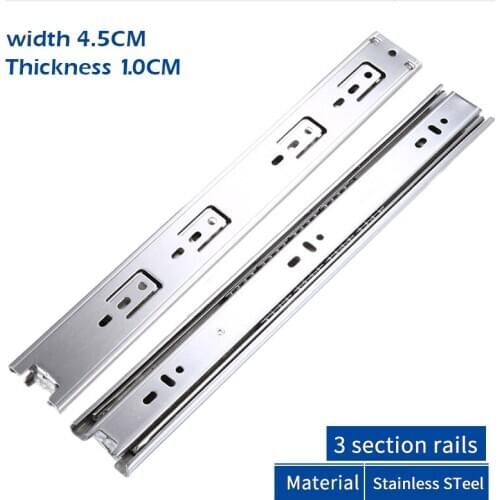 Stainless Steel Drawer Slide Soft Close Drawer Slide 10-20 Inch Three Section Cabinet Slide Bearing Rail Furniture Hardware