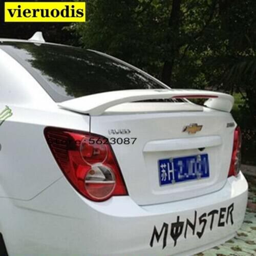 For Chevrolet Aveo Spoiler 2010-2013 ABS Plastic Unpainted Color Rear Roof Spoiler Wing Trunk Lip Boot Cover Car Styling