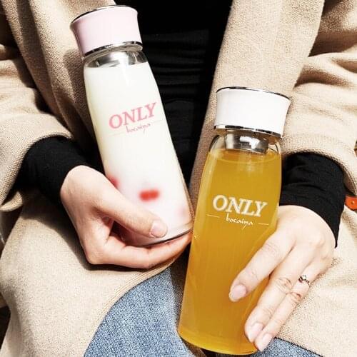 Glass Bottle Fresh Makeup Mirror Water Cup Mens Tea Cup Creative-Portable Water Bottle Simple Student Cup