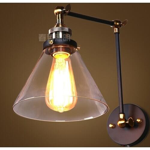 Loft Vintage Industrial Wall lamps Clear Glass Wall Sconce Warehouse Wall Light Fixtures E27 110V/220V Bedside Lighting