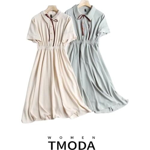 TMODA1271 2021 Summer Women Lovely High Waist A-Line College Girl Dresses Holiday Trendy Femme Vintage Knee-Length Dress