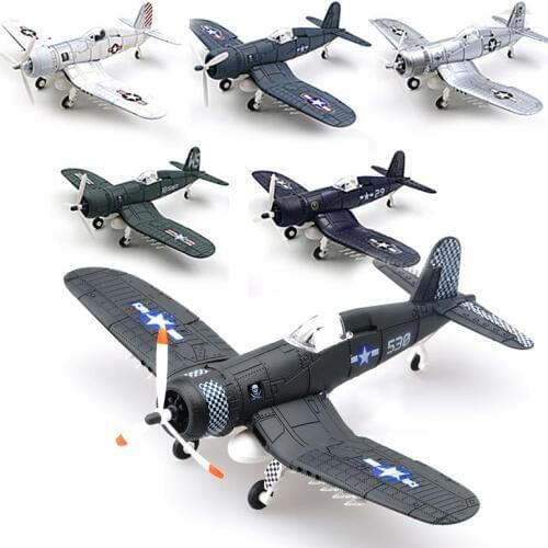 1/48 Scale Assemble Fighter Model Toys Building Tool Sets Flanker Combat Aircraft Diecast Pirate Based F4U Random Color