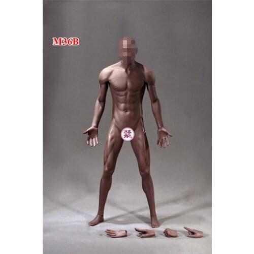 1/6 SFD Brown Skin Male Figure Black Athlete Muscle Body Accessories Tall 30cm BJD DIY Action Figure Doll Soft Silicone Model