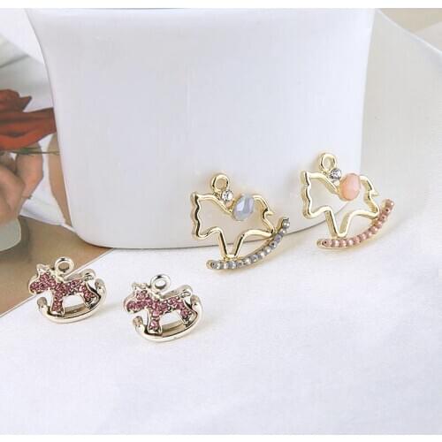 6pcs Korean Styl Charms Pendants Cute Childlike sweet Animal Carousel Trendy Earrings For Women Material Diy Jewelry Making