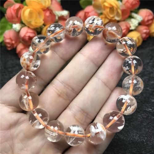 11mm Genuine Natural Cherry Phantom Quartz Bracelet For Woman Lady Man Crystal Round Beads Stretch Clear Gemstone Jewelry AAAA
