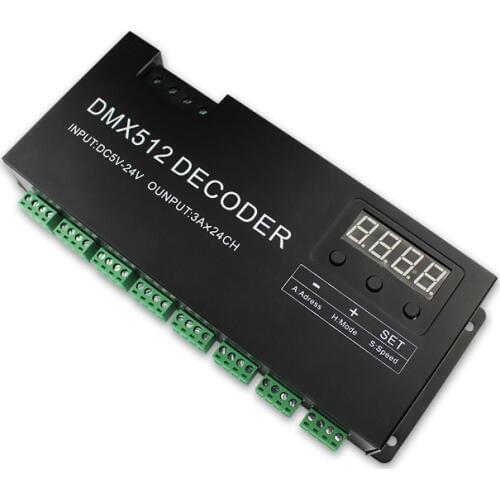 24 Channel RGB dmx512 decoder led strip dmx controller 72A dmx dimmer PWM driver Input DC5-24V 24CH dmx decoder light control