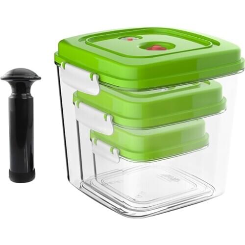 3PCS/Set Large Capacity Food Vacuum Sealer Storage Box Square Plastic Containers Fresh Keeping