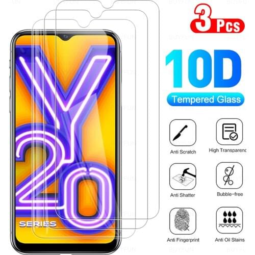 3pcs vovi y20 case Tempered Glasses HD Anti-scratch Protective Phone Film For vivo Y20 Y 20 20Y 6.51" screen Protectors Glas