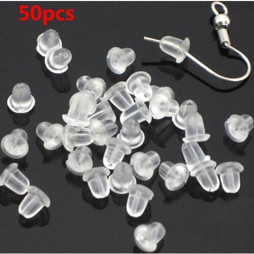 50Pieces Stud Earring Transparent Rubber Stoppers Silicone Round Ear Plugging Blocked Earring Backs Stoppers EarEarstud Findings