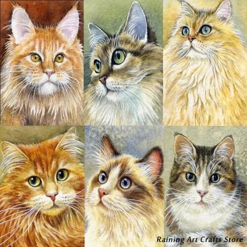 5D Diy Full Square Diamond Painting Embroidery Animal Cat Full Drill Rhinestone Handmade Mosaic Pictures Layout Wall Decoration