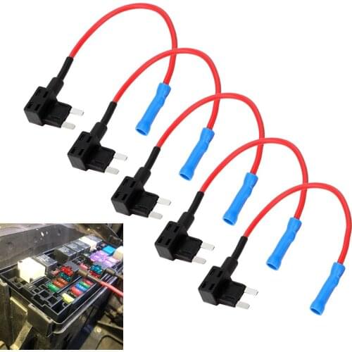 5 Pcs 12V Car Fuse box Holder ATM Adapter Mini Blade Micro Add-a-Circuit Adapter Auto Motri Insurance APM Tap