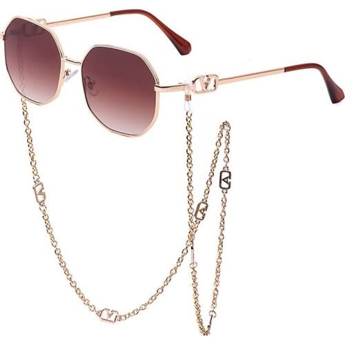 Chain Sunglasses Women 2021 New Anti-drop Chain Lanyard Irregular Goggles Women Trend Luxury Birthday Present Designer Brand