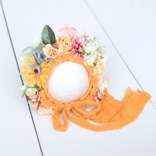 Baby Floral Bonnet Photography Products Handmade Baby Flower Hat Newborn Photography Props