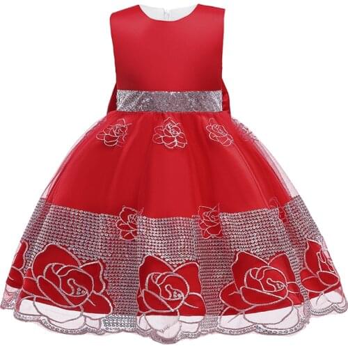 Kids Dress For Girls Christmas Costumes Wedding Birthday Party Dress Sequin Flowers Girl Princess Prom Dresses Children Clothes