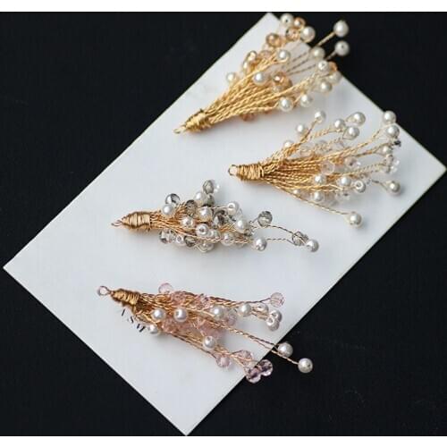 DIY Jewelry Accessories Earring Necklace Pendant Charms Bouquet Shape Gold Tone Alloy Pearl Crystal Rhinestone Flower Charms Art