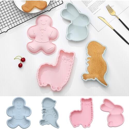 Easter Theme Cake Molds Rabbit Dinosaur Silicone Fondant DIY Resin Candle Mold Soap Mold Wax Mold Resin Craft