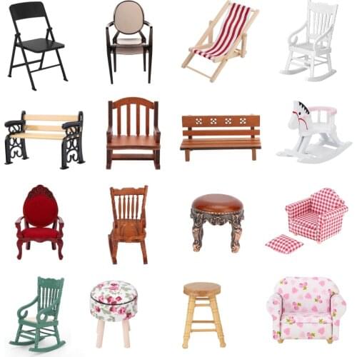 1:12 Dollhouse Chair Simulation Small Sofa Stool Chair Furniture Model Toys Doll House Decoration Dollhouse Miniature Accessory