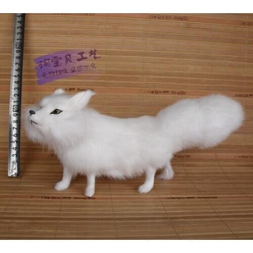 Simulation animal white fox toy 27x7x13cm polyethylene & furs resin handicraft,Decoration gift h1501