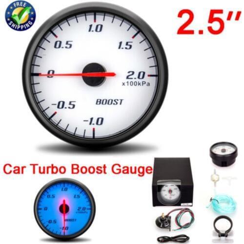 60mm Turbo Boost Gauge Blue Backlight 12V -1-200 Kpa Turbo PSI BAR Meter with Sensors Holder Car Auto Bar Turbo Boost Gauge