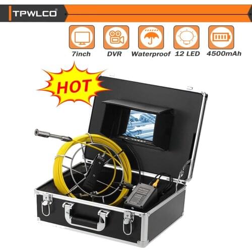 Drain Inspection Camera 7” Screen 23mm Lens Waterproof Borescope Sewer Pipe Pipeline Cam Industrial Endoscope HD 1000TVL