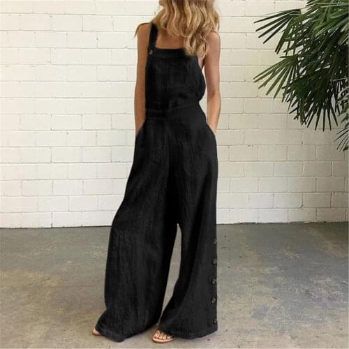 Womens Sleeveless Overalls Jumpsuit Casual Solid Summer Wide Leg Bib Pants Jumpsuits Designer Wears 2021 Jumpsuit Streetwear