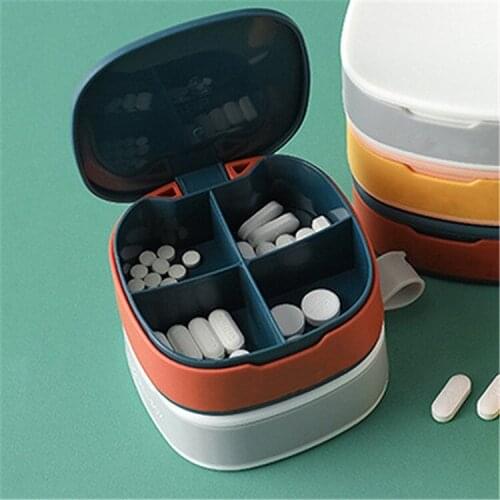 1 PCS Pill Case For Tablets 4 Gird Medicine Pills Organizer Drug Capsule Plastic Storage Box Divider Weekly Travel Pill Cutter