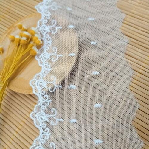 Width7.6 cm black white Polyester yarn Embroidered Mesh Lace Garment laces Trims Trimmings DIY handmade Sewing Accessories