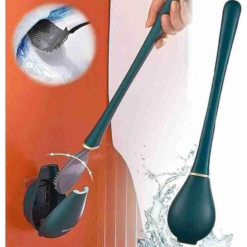 SiliconeWall-mount Toilet Brush Set Toilet Brush Holder For Bathroom Wc Cleaning Tools Corner Cleaning Bathroom Set