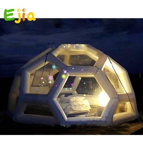Customized Football structure starry night inflatable football bubble tent for wild camping