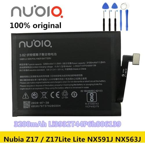 New Original 3200mAh Li3932T44P6h806139 Mobile Phone Battery For ZTE Nubia Z17 / Z17Lite Lite NX591J NX563J Battery