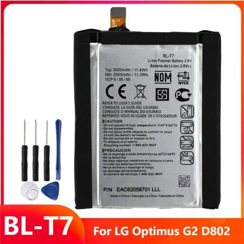 Original Replacement Phone Battery BL-T7 For LG Optimus G2 D802 BL-T7 Genuine Rechargable Batteries 3000mAh With Free Tools