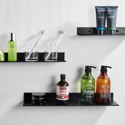 Perforated Bathroom Toilet Storage Rack Aluminum Saving Space Shelf Wall-mounted Shower Toilet Storage Accessories 30/40/50CM