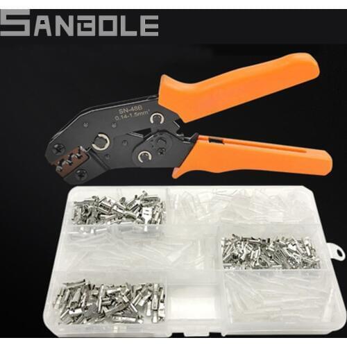 SN-48B Wire Crimping Plier 0.14-1.5mm2 with 300pcs/lot 2.8mm 4.8mm 6.3mm terminals sets tools 20-15AWG pince a sertir